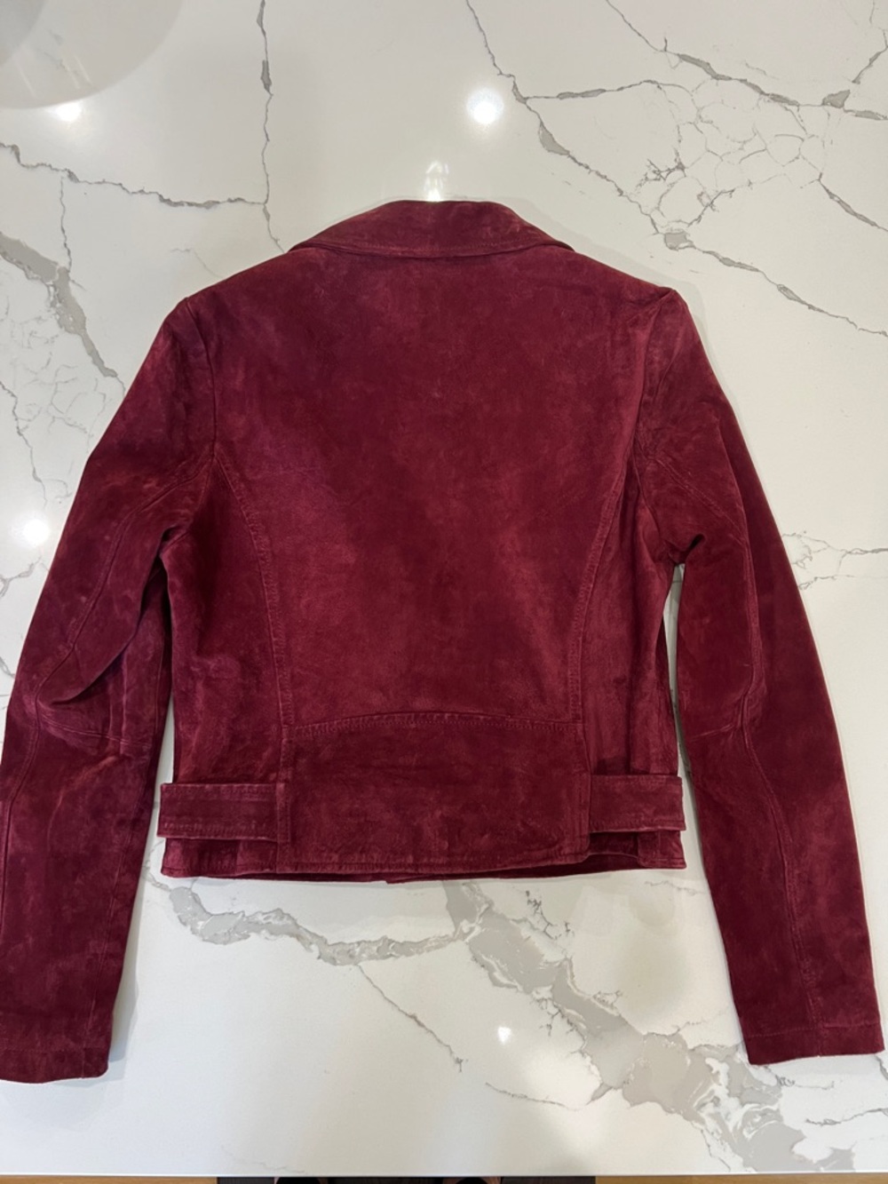 Vigoss Burgundy Suede Leather Moto Jacket Women’s Size M - Picture 5 of 8